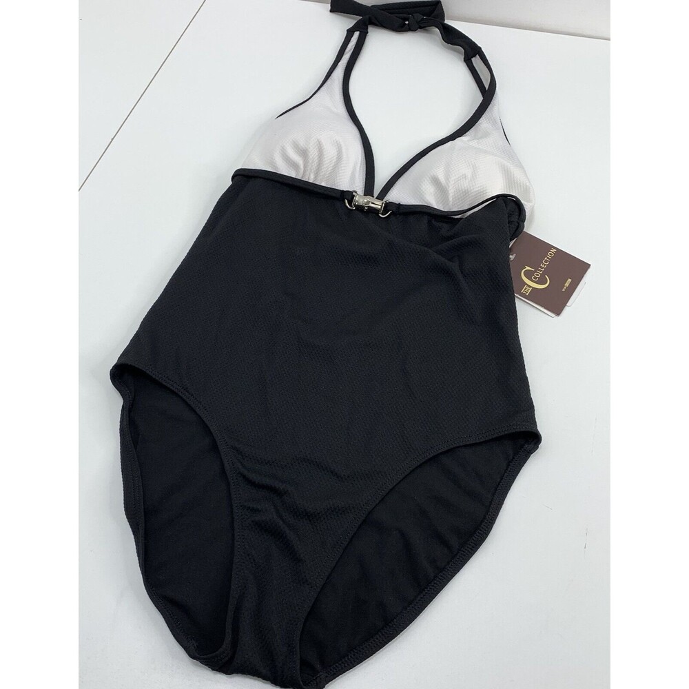One piece swimsuit Black White Waffle Knit The C Collection Christina 14…